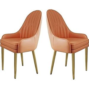 GEIRONV Eetkamerstoelen van imitatieleer Set van 2, moderne aanrechtstoelen woonkamer zijstoelen met dik kussen gouden metalen basisstoelen Eetstoelen (Color : G, Size : 90 * 47 * 53cm)