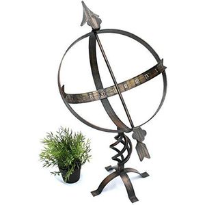 DanDiBo Zonnewijzer voor in de tuin, groot, metaal, patina, smeedijzer, decoratie, weerbestendig, 70 cm, tuinklok