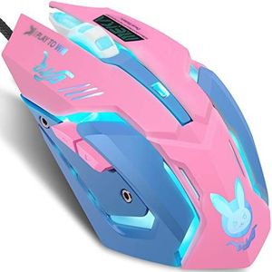 IULONEE Gamingmuis, Bedrade USB-computermuis Stille 7 Kleuren Optische Spelmuizen met achtergrondverlichting Ergonomisch Volledige Grootte met 3200 DPI en 6 Knoppen voor PC Laptop Desktop