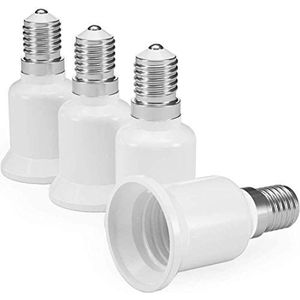 Voarge 4 stuks lampvoet lamphouder adapter converter E14 naar E27 fitting voor LED halogeen energiebesparend lampen wit