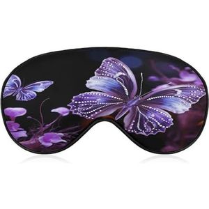 Slaapmasker, oogmasker voor dames en heren, oogmaskers om te slapen, mooie paarse vlinder bedrukt, voor reizen en slapen, lichtgewicht, verstelbare schouderbanden