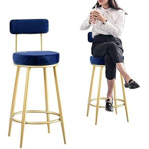 FZDZ Barhoogte 75 cm barkrukken set van 2 voor aanrecht industriële kruk fluweel gestoffeerde barkruk vaste hoogte hoge stoelen, 350 lbs beer capaciteit (kleur: blauw)