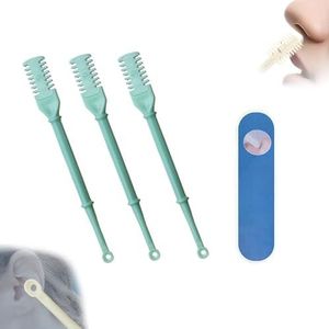 2-in-1 Nose Hair Trimmer,2-in-1 Nasal Hair Cutter,2024 New Manual Double Sided Nasal Hair Trimmer with Ear Spoon,360° Rotating Nostril Hair Removal Tool Blade with Ear Picker (3PCS,Green)