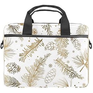 Gouden Winter Decoratie Laptop Schouder Messenger Bag Crossbody Aktetas Messenger Sleeve voor 13 13.3 14.5 Inch Laptop Tablet Beschermen Tote Bag Case, Meerkleurig, 11x14.5x1.2in /28x36.8x3 cm