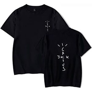 Travis Scott hiphop rap T-shirt met korte mouwen en ronde hals, modieuze losvallende sweater voor dames en heren, zwarte ruimvallende top
