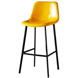 Barkruk Retro stoel met metalen voetsteun, eetkamer schoonheidssalon barkrukken, PU lederen rugleuning en vierkant koolstofstalen frame (Color : Yellow, Size : 65 cm)