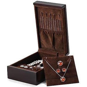 Bruin Sieraden Set Box Ketting Ring Oorbel Armband Geschenk Sieraden Opbergdoos