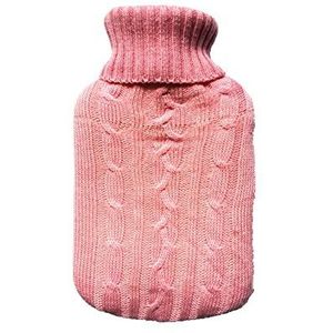 Warmwaterkruik 2 stuks grote 2L warmwaterkruikzak warm imitatiebont fleece gebreide hoes voor thuis dagelijks gereedschap accessoires warmwaterzak (roze)