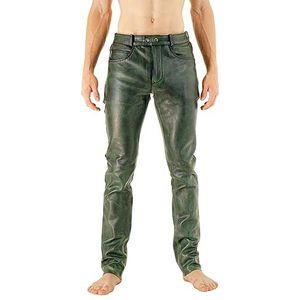 Bockle® Big Cheeker Green leren broek mannen Leren jeans, Size: 33W / 34L