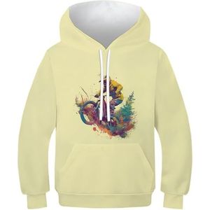 VFKLZCNYR Zon en Maan 3D-bedrukte schattige jeugd kinderen hoodies voor tieners meisjes met zakken meisjes pullover capuchon sweatshirt lange mouwen tops atletisch casual voor kinderen kleding,