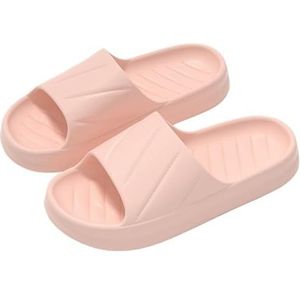 Zomerbadkamerslippers Binnen antislip Zachte huisslippers Paar pantoffels Platte schoenen (Color : Pink, Size : 44-45(fit 43-44))
