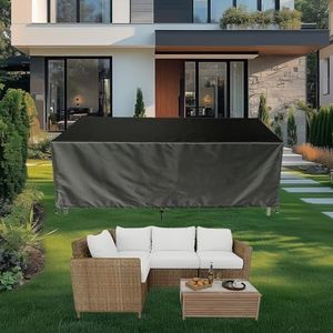 Waterdichte terrastafelhoes voor tuinmeubelen, 240 x 240 x 105 cm, zwaar belastbare, 420D UV-bestendige rotan meubelhoezen