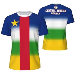 Sport Mesh T-Shirt Centraal-Afrikaanse Republiek Vlag voor Running Bike Voetbal Tennis Voetbal Fitness Tees 3D Gedrukt, Meerkleurig, S