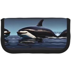 gopoo Orca Orca Orka Print Leuke Canvas Potlood Pouch - Georganiseerde Opslag voor Reizen & Dagelijks Gebruik Etui, Make-up Pouch
