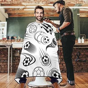 Kapperscape zwart-wit voetbalpatroon tondeuse antistatische kapperscape professionele kapperscape voor kapperswinkels huishouden haarsnit 140 x 168 cm