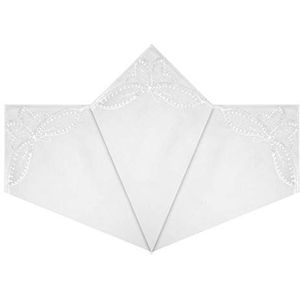 Set van 3 witte zakdoeken voor vrouwen/dames met vlinderkanten hoeken, 100% katoen, 29 x 29 cm, Wit, one size