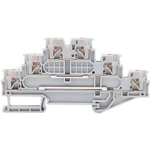 PT 1,5 - 3 l, 5 stuks drietraps klemlijst railmontage DIN-rail-montage 24-16 AWG 1,5 mm² PT1.5-3L 6-positie-push-in verbindingsstekker