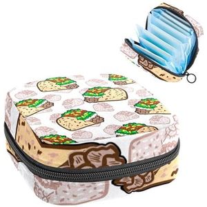 Opbergtas voor maandverband, menstruatiecup zakje, menstruatiezakorganizer voor vrouwelijke pads, tampons, Mexicaanse taco's, fastfood