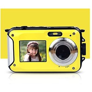 Videocamera Vlogcamera Recorder 48MP Compacte Digitale Camera 'S for Fotografie Waterdichte 2.7K Retro Vintage Video Recorder Dual Screen Photo Camcorders 16X zoom(32G TF Card,Giallo)