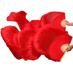 Danswaaier, zijden waaiers, Zijden bamboe danswaaier sluiers, 2 stuks, veelkleurig, 120-280x90cm(Rosso,150x90cm)