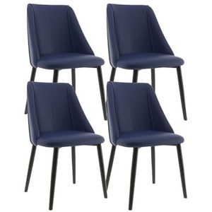 Keukeneetkamerstoelen, restaurant café-barstoel, moderne lederen eetkamerstoelen set van 4 met metalen stoelpoten