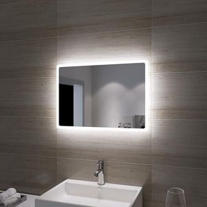 SONNI Badkamerspiegel LED spiegel (hoekig) met LED-verlichting wandspiegel badkamerspiegel koud wit IP44 energiebesparend