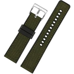 EDVENA Nylon Canvas Rubber Horlogeband Heren Siliconen Bodem Waterdichte Vlindergesp Polsband Armband Accessoires 20mm 22mm 24mm (Color : Army green 01, Size : 20mm)