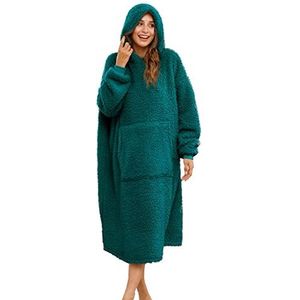 ililmmoe Unisex oversized draagbare deken hoodie voor vrouwen mannen, lange comfortabele sherpa-deken sweatshirt Ruige trui pluche warme gezellige deken één maat past iedereen -Malachiet
