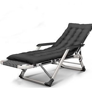 GEIRONV Zero Gravity klapstoel, heavy-duty metalen draagbaar ligbed tuinmeubelen opvouwbare fauteuils buiten ligstoel Fauteuils (Color : Black, Size : With seat cushion)