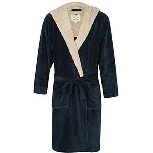 John Christian - Fleece Badjas - Blauw - Met Capuchon