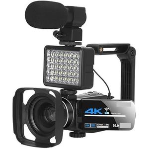 Videocamera Vlogcamera Recorder 4K Streaming Digitale Video Camera Webcam Camcorder for Fotografie Infrarood Nachtzicht Outdoor 56MP Vlog Recorder(No SD Card,Set 5)