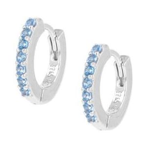 Amen 925 Silver hoop earrings with aquamarine zircons ET1BAC
