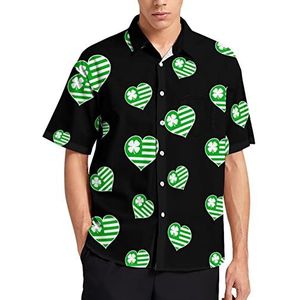 Amerikaanse vlag klaver hart mannen korte mouw T-shirt casual button down zomer strand top met zak