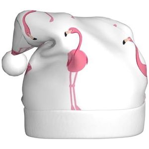 DEXNEL Kerstmutsen voor volwassenen, comfortabele kerstoutfit voor nieuwjaar feestelijke feestlevering flamingo's op wit