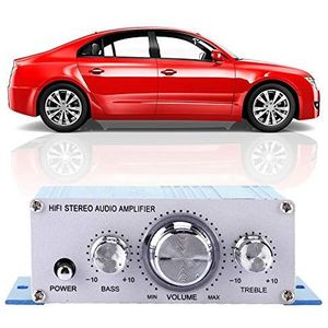 Mini digitale versterker, Hi-Fi Audio Muziek Digitale stereoversterker Behuizing van aluminiumlegering met hoge tonen/bas/volumeregeling, ondersteuning voor USB / MP3 / FM/SD/DVD(blauw)