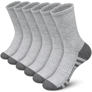 YIJIANUO 6 paar comfortabele zachte outdoor gymsokken voor heren, grote maat, gripvaste voetbalsokken, 6 paar grijze strepen, Eén maat