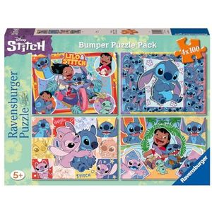 Ravensburger Disney Stitch Bumper Pack 4 x 100 Stuk Jigsaw Puzzel voor Kinderen - Elk Stuk is Uniek, Stukken passen perfect bij elkaar