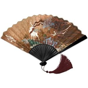Waaiers Handwaaier Vintage Xuan Paper Fans Met Geschenkdoos, Opvouwbare Bamboe Map Voor Chinese Mannen En Vrouwen Fan Vouwhandwaaier Vouwventilator (Color : A, Size : 16.7cm)