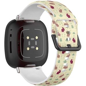 Sportbandje compatibel met Fitbit Sense / Sense 2 / Versa 4 / Versa 3 (vintage konijn) siliconen armband accessoire