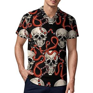 Skulls And Red Snakes golfpoloshirt voor heren, zomer T-shirt met korte mouwen, casual sneldrogende T-shirts, L