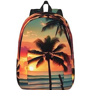 KoNsev Tropisch strand palmboom rugzakken elementaire boekentassen meisjes jongens mode casual dagrugzak reizen, college, leraar, Zwart, S
