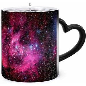 Nebula Red Galaxy Koffie Mok 11oz Kleur Veranderende Mokken Hartvormig Handvat Warmtegevoelige Verkleuring Cups