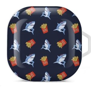 Shark And Chips Oordopjes Hoesje Compatibel met Samsung Hard Shell Beschermhoes Wit-Stijl