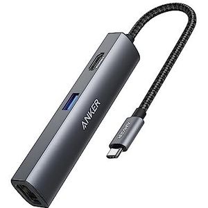 Anker Hub-adapter, 5-in-1 USB-C-adapter met 4K USB C naar HDMI, Ethernet-poort, 3 USB 3.0-poorten, voor MacBook Pro, iPad Pro, XPS, Pixelbook en meer
