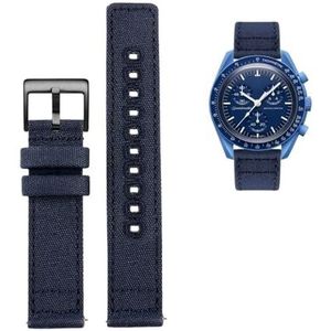 20 mm canvas horlogeband met snelsluiting geschikt for Citizen Seiko Outdoor waterdichte sport nylon band heren damesarmband (Color : Blue-black, Size : 20mm)