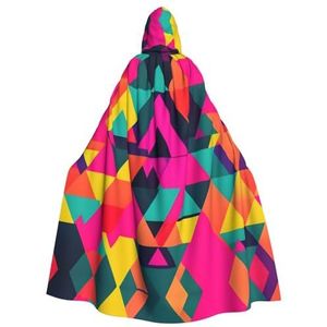 FRGMNT Kleurrijke driehoekige print unisex volledige lengte capuchon mantel feestmantel, perfect voor carnaval carnaval cosplay