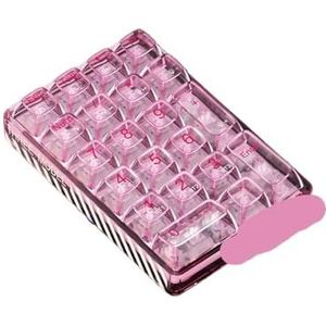 QPSJXN Draadloos numeriek toetsenbord met transparant design en achtergrondverlichting 21 mechanisch Bluetooth-toetsenbord lagers voor gaming-compatibiliteit (roze transparant)