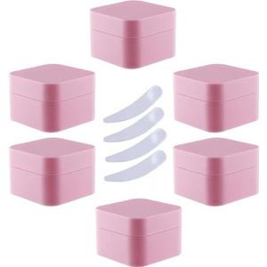 reispotjes voor toiletartikelen， Pak van 6, 30 ml vierkante blauwe plastic zalfpotjes cosmetische potten met binnenvoering containers for lippenbalsem, lotion(Roze,20ml)