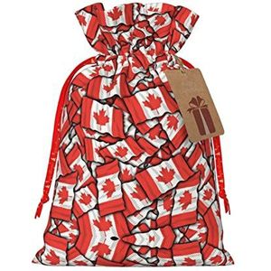 Canadese Vlag Hennep Gebundelde Gift Bag Kerst Opbergtas Geschikt Voor Kerstfeest Gift Verpakking