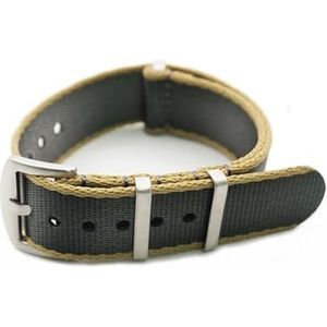 INEOUT Nylon Band 20 Mm 22 Mm Veiligheidsgordel Horlogeband Sport Compatibel Met O-mega Horlogebandvervanging (Color : Grey khaki Edge, Size : 22mm)